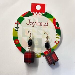 Joyland Festive Plaid Earrings in Red and Black